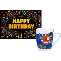 Paper Dreams Verjaardag mok/beker 40 jaar man met fun-tekst 300ml + wenskaart Happy Birthday - feest mokken