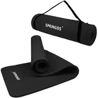 Springos Yogamats, fitnessmat, gymnastiekmat, Pilatesmat, sportmat, vloermat, 183 x 61 cm - Zwart