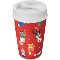 Koziol - Dubbelwandige Koffiebeker met Deksel, 0.4 L, Organic, Happy Cat - Koziol Iso To Go