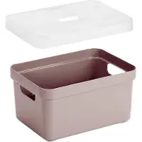 Sunware Opbergboxen/opbergmanden roze van 5 liter kunststof met transparante deksel - Opbergbox