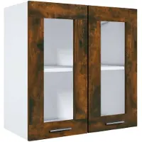 vidaXL Bovenkast Lyon 60x31x60 cm glas en bewerkt hout gerookt eiken