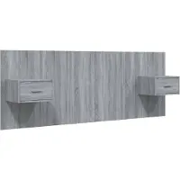 vidaXL Hoofdbord met kastjes bewerkt hout grijs sonoma eikenkleurig