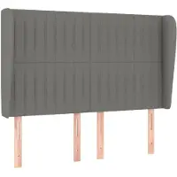 vidaXL Hoofdbord met randen 147x23x118/128 cm stof donkergrijs