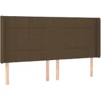 vidaXL Hoofdbord met randen 203x16x118/128 cm stof donkerbruin