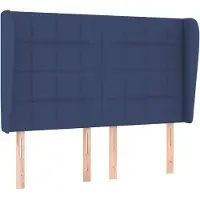 vidaXL Hoofdbord met randen 147x23x118/128 cm stof blauw