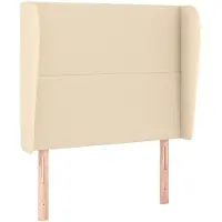 vidaXL Hoofdbord met randen 103x23x118/128 cm stof crèmekleurig