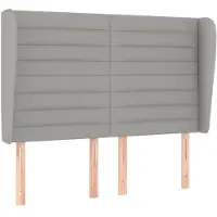 vidaXL Hoofdbord met randen 147x23x118/128 cm stof lichtgrijs