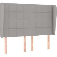 vidaXL Hoofdbord met randen 147x23x118/128 cm stof lichtgrijs