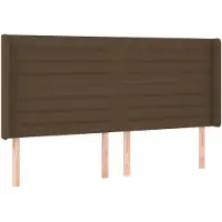 vidaXL Hoofdbord met randen 203x16x118/128 cm stof donkerbruin