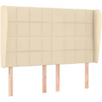 vidaXL Hoofdbord met randen 147x23x118/128 cm stof crèmekleurig