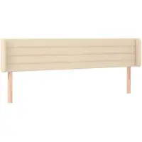 vidaXL Hoofdbord met randen 183x16x78/88 cm stof crèmekleurig