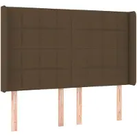 vidaXL Hoofdbord met randen 147x16x118/128 cm stof donkerbruin