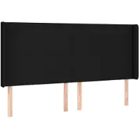 vidaXL Hoofdbord met randen 203x16x118/128 cm stof zwart