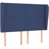 vidaXL Hoofdbord met randen 147x23x118/128 cm stof blauw