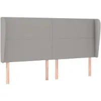 vidaXL Hoofdbord met randen 203x23x118/128 cm stof lichtgrijs
