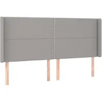 vidaXL Hoofdbord met randen 203x16x118/128 cm stof lichtgrijs