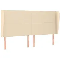vidaXL Hoofdbord met randen 203x23x118/128 cm stof crèmekleurig