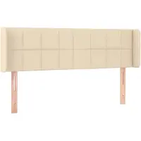 vidaXL Hoofdbord met randen 147x16x78/88 cm stof crèmekleurig