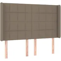 vidaXL Hoofdbord met randen 147x16x118/128 cm stof taupe