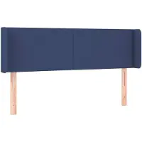 vidaXL Hoofdbord met randen 147x16x78/88 cm stof blauw