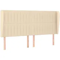vidaXL Hoofdbord met randen 203x23x118/128 cm stof crèmekleurig