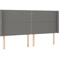 vidaXL Hoofdbord met randen 183x16x118/128 cm stof donkergrijs