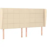 vidaXL Hoofdbord met randen 203x23x118/128 cm stof crèmekleurig