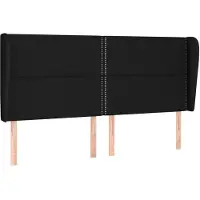 vidaXL Hoofdbord met randen 203x23x118/128 cm stof zwart
