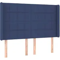 vidaXL Hoofdbord met randen 147x16x118/128 cm stof blauw