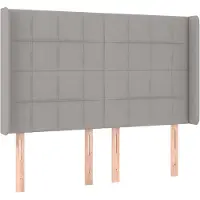 vidaXL Hoofdbord met randen 147x16x118/128 cm stof lichtgrijs