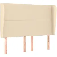 vidaXL Hoofdbord met randen 147x23x118/128 cm stof crèmekleurig