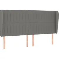 vidaXL Hoofdbord met randen 163x23x118/128 cm stof donkergrijs