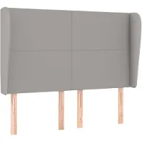 vidaXL Hoofdbord met randen 147x23x118/128 cm stof lichtgrijs