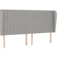 vidaXL Hoofdbord met randen 203x23x118/128 cm stof lichtgrijs