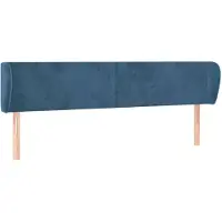vidaXL Hoofdbord met randen 203x23x78/88 cm fluweel donkerblauw