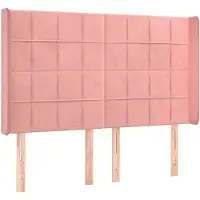 vidaXL Hoofdbord met randen 147x16x118/128 cm fluweel roze