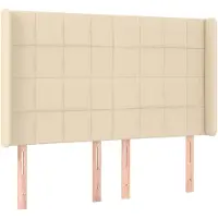 vidaXL Hoofdbord met randen 147x16x118/128 cm stof crèmekleurig