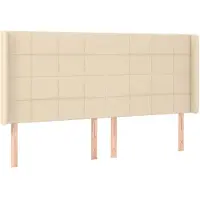 vidaXL Hoofdbord met randen 203x16x118/128 cm stof crèmekleurig