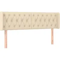 vidaXL Hoofdbord met randen 163x16x78/88 cm stof crèmekleurig