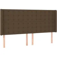 vidaXL Hoofdbord met randen 203x16x118/128 cm stof donkerbruin