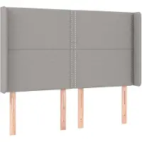 vidaXL Hoofdbord met randen 147x16x118/128 cm stof lichtgrijs