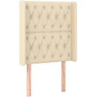 vidaXL Hoofdbord met randen 83x16x118/128 cm stof crèmekleurig