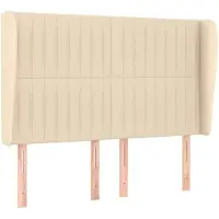 vidaXL Hoofdbord met randen 147x23x118/128 cm stof crèmekleurig