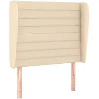 vidaXL Hoofdbord met randen 103x23x118/128 cm stof crèmekleurig