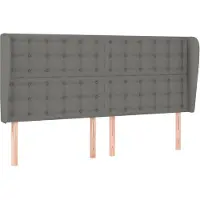 vidaXL Hoofdbord met randen 163x23x118/128 cm stof donkergrijs