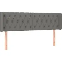 vidaXL Hoofdbord met randen 147x16x78/88 cm stof donkergrijs