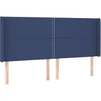 vidaXL Hoofdbord met randen 203x16x118/128 cm stof blauw