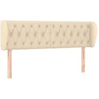 vidaXL Hoofdbord met randen 163x23x78/88 cm stof crèmekleurig