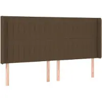 vidaXL Hoofdbord met randen 203x16x118/128 cm stof donkerbruin