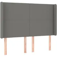 vidaXL Hoofdbord met randen 147x16x118/128 cm stof donkergrijs